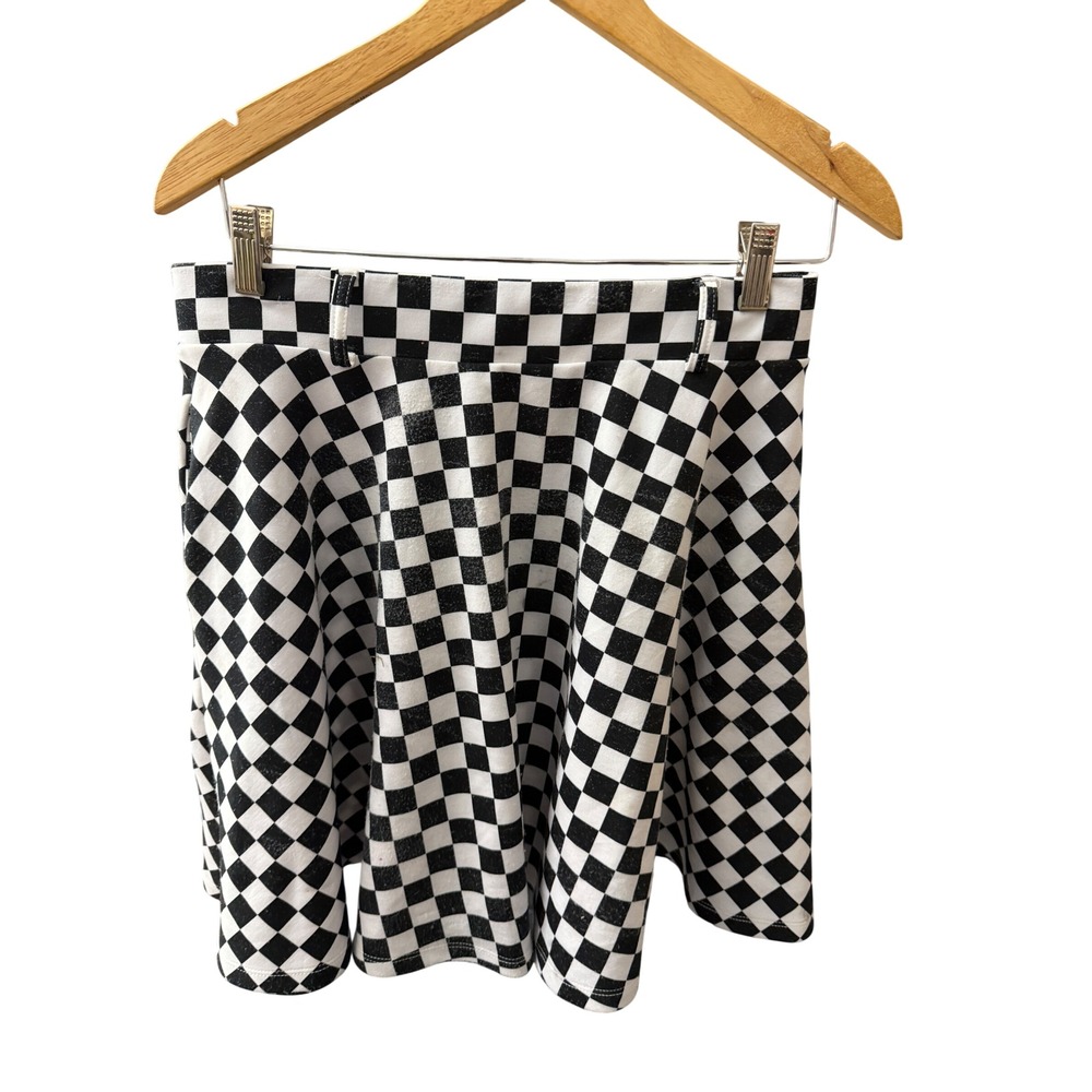 Hot Topic Skater Skirt Women Large Black White Good Checkered Y2K Emo Punk
